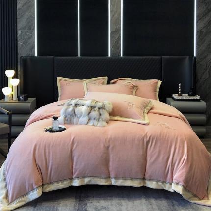 91家纺网 家纺一手货源 找家纺 （总）保罗圣迪奥 2024新款刺绣雪绒绒四件套-维也纳