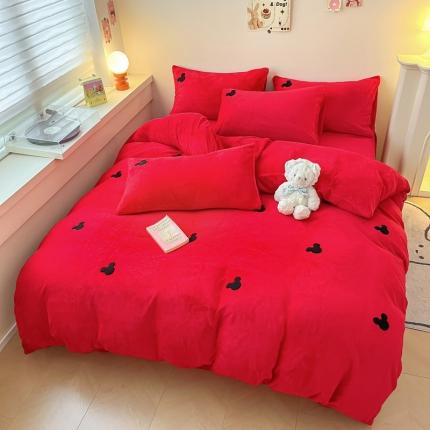 91家纺网 家纺一手货源 找家纺 (总) 卡巴伦 2023新款迪士尼牛奶绒毛巾绣款四件套