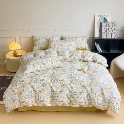 91家纺网 家纺一手货源 找家纺 （总）畅畅家纺 2023新款13372全棉小清新简约系列四件套