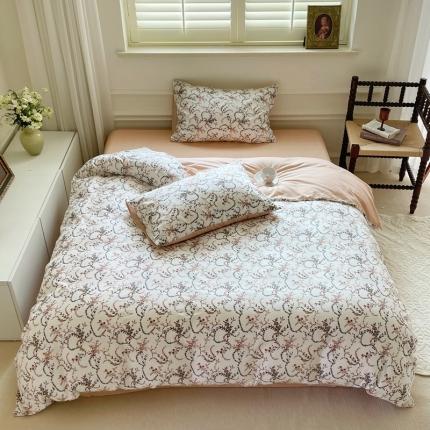 畅畅家纺 2023新款13372全棉小清新简约系列四件套 安娜