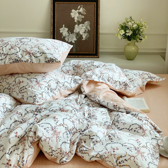 91家纺网 家纺一手货源 找家纺 畅畅家纺 2023新款13372全棉小清新简约系列四件套 安娜