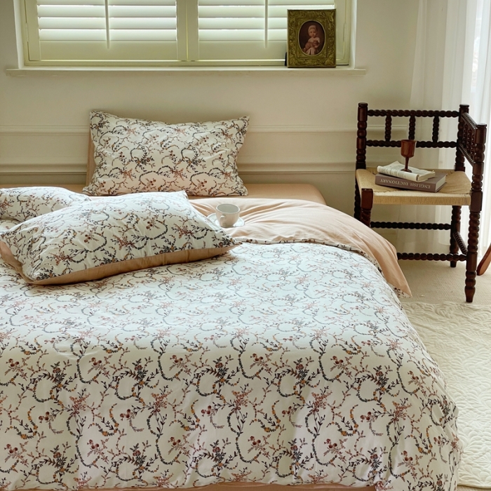91家纺网 家纺一手货源 找家纺 畅畅家纺 2023新款13372全棉小清新简约系列四件套 安娜