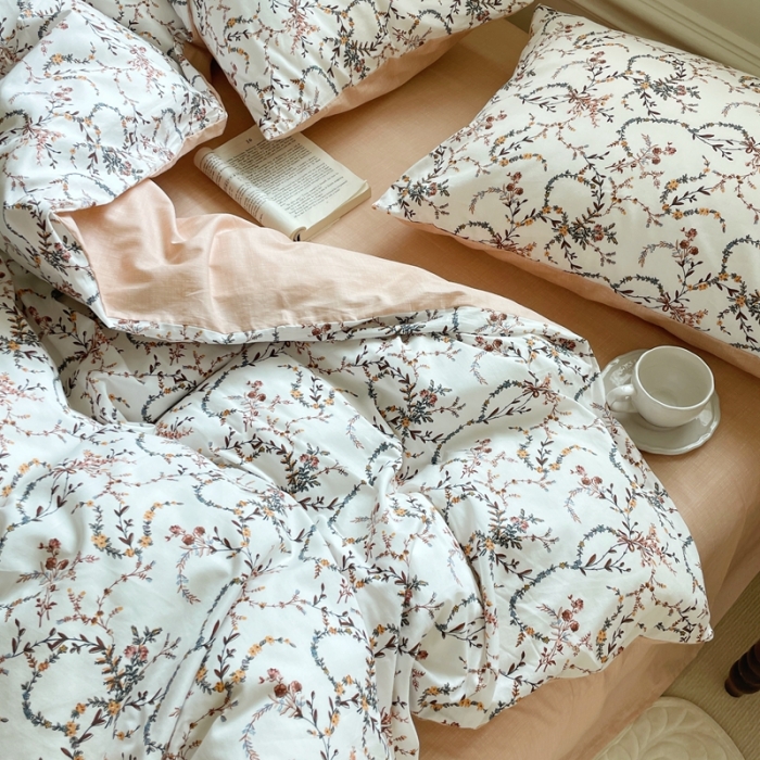 91家纺网 家纺一手货源 找家纺 畅畅家纺 2023新款13372全棉小清新简约系列四件套 安娜