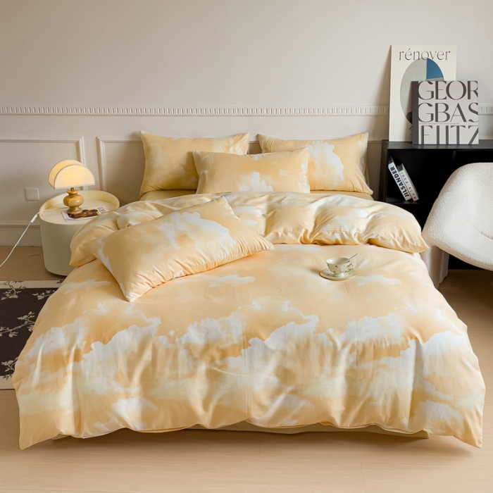 91家纺网 家纺一手货源 找家纺 畅畅家纺 2023新款13372全棉小清新简约系列四件套 幻影