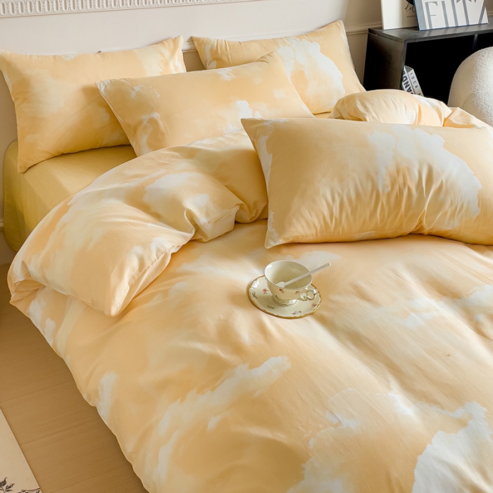 91家纺网 家纺一手货源 找家纺 畅畅家纺 2023新款13372全棉小清新简约系列四件套 幻影