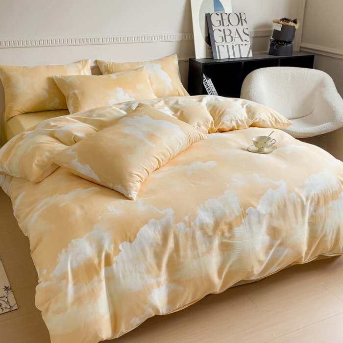 91家纺网 家纺一手货源 找家纺 畅畅家纺 2023新款13372全棉小清新简约系列四件套 幻影