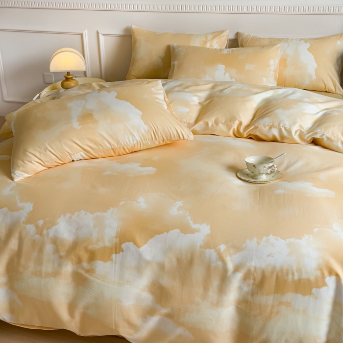 91家纺网 家纺一手货源 找家纺 畅畅家纺 2023新款13372全棉小清新简约系列四件套 幻影