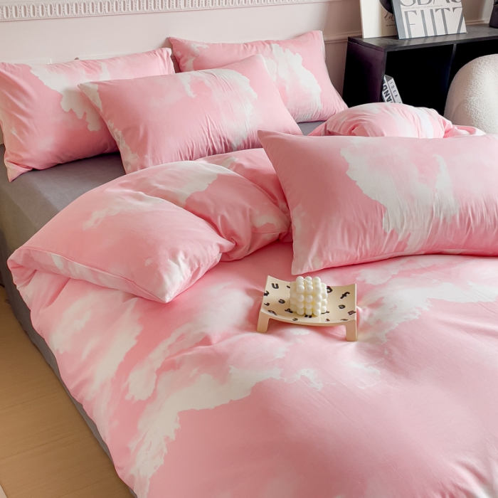 91家纺网 家纺一手货源 找家纺 畅畅家纺 2023新款13372全棉小清新简约系列四件套 梦幻