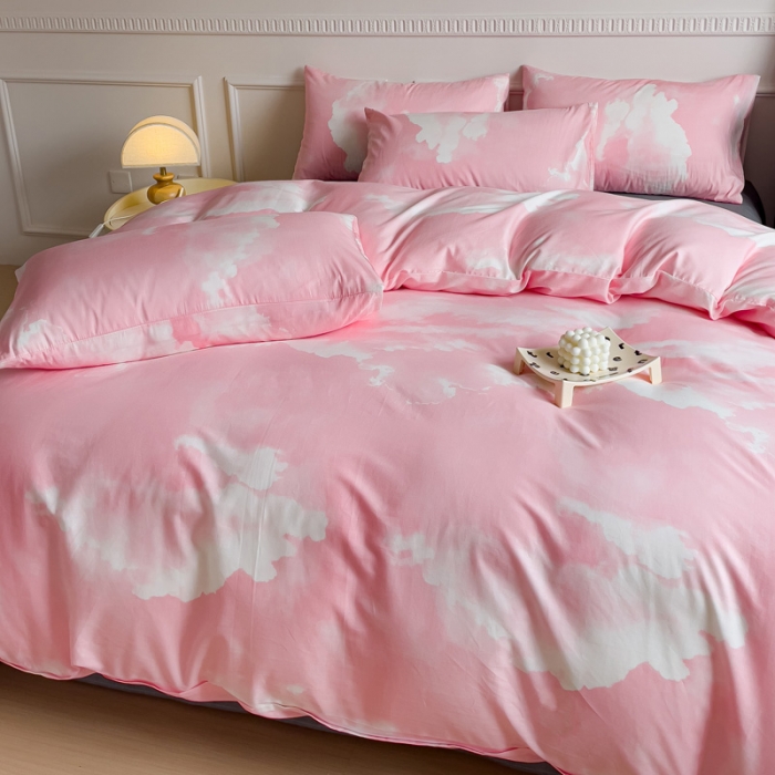 91家纺网 家纺一手货源 找家纺 畅畅家纺 2023新款13372全棉小清新简约系列四件套 梦幻