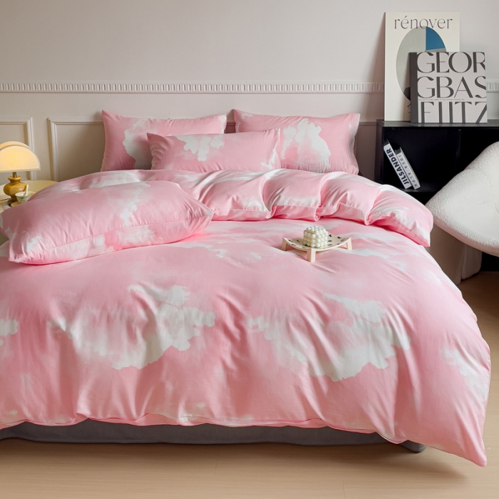 91家纺网 家纺一手货源 找家纺 畅畅家纺 2023新款13372全棉小清新简约系列四件套 梦幻