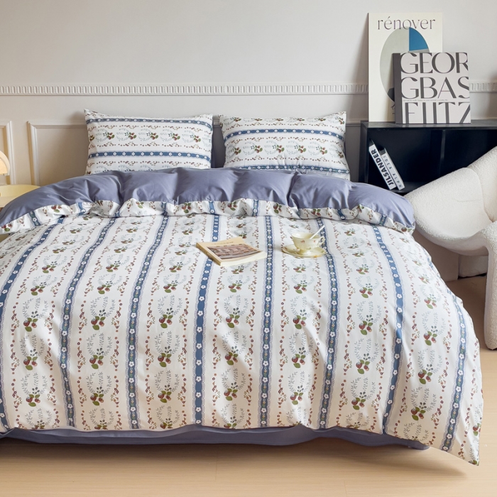 91家纺网 家纺一手货源 找家纺 畅畅家纺 2023新款13372全棉小清新简约系列四件套 莫奈