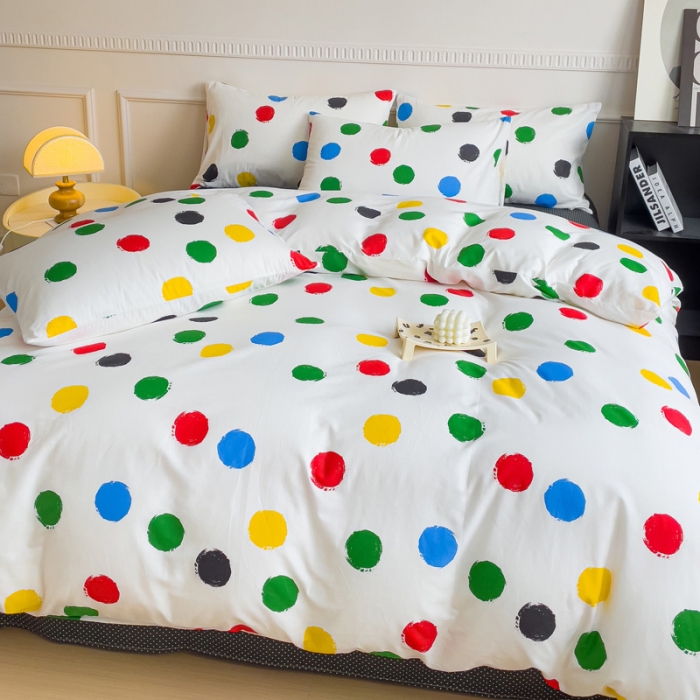 91家纺网 家纺一手货源 找家纺 畅畅家纺 2023新款13372全棉小清新简约系列四件套 糖果