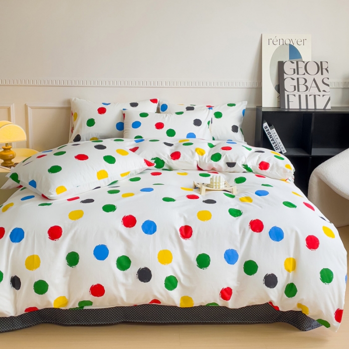 91家纺网 家纺一手货源 找家纺 畅畅家纺 2023新款13372全棉小清新简约系列四件套 糖果