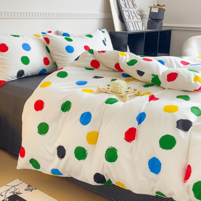 91家纺网 家纺一手货源 找家纺 畅畅家纺 2023新款13372全棉小清新简约系列四件套 糖果