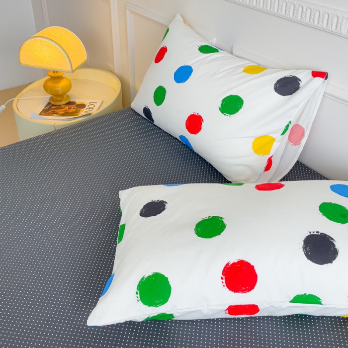 91家纺网 家纺一手货源 找家纺 畅畅家纺 2023新款13372全棉小清新简约系列四件套 糖果