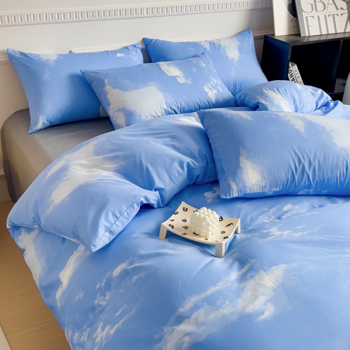 91家纺网 家纺一手货源 找家纺 畅畅家纺 2023新款13372全棉小清新简约系列四件套 意境