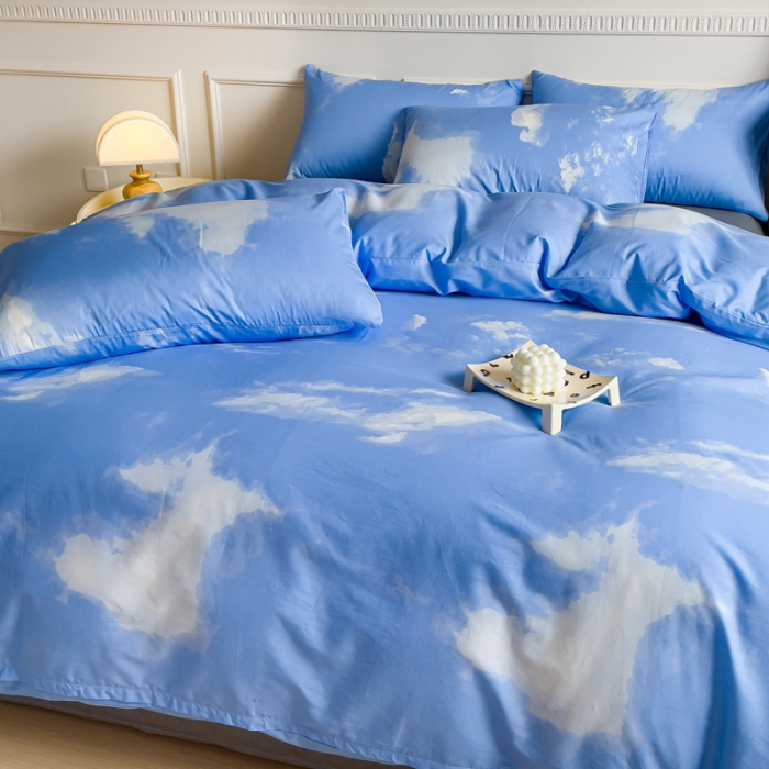 91家纺网 家纺一手货源 找家纺 畅畅家纺 2023新款13372全棉小清新简约系列四件套 意境