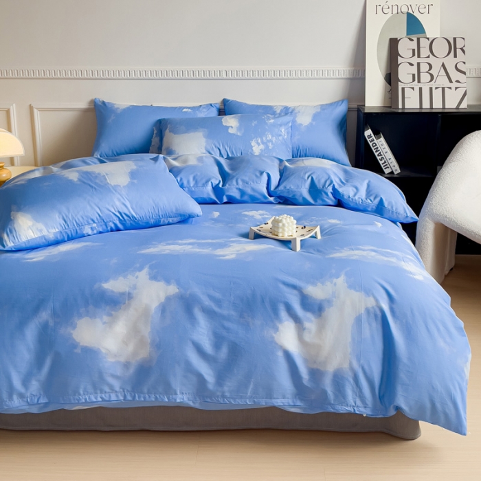 91家纺网 家纺一手货源 找家纺 畅畅家纺 2023新款13372全棉小清新简约系列四件套 意境