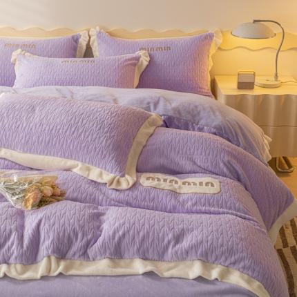 91家纺网 家纺一手货源 找家纺 （总）宇航家纺 2025新款8斤雕花绒贴布绣花宽边牛奶绒四件套