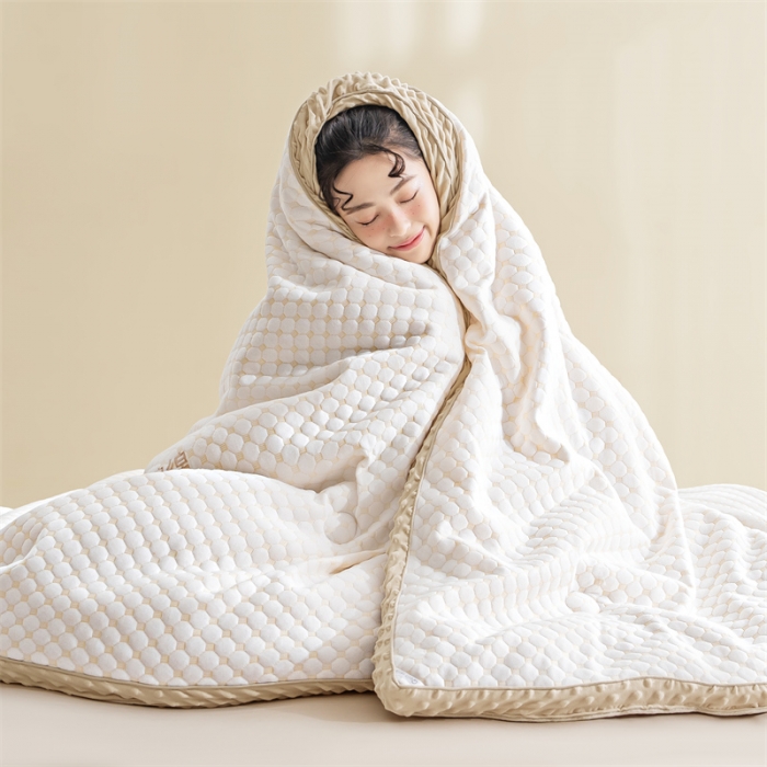 91家纺网 家纺一手货源 找家纺 换种生活 新款A类空气层大豆冬被系列 香槟色