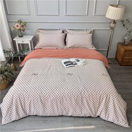 91家纺网 家纺一手货源 找家纺 薏思 2025新款活性生态印花全棉磨毛四件套-棚拍 玛丽-红