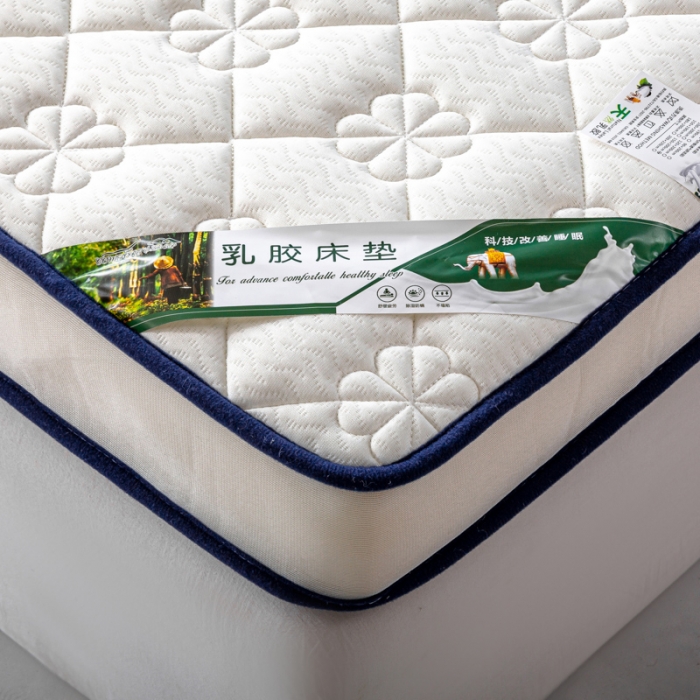 91家纺网 家纺一手货源 找家纺 缔莱  2023新款A类针织乳胶抗压记忆棉乳胶床垫-字母边款 花瓣白（白）