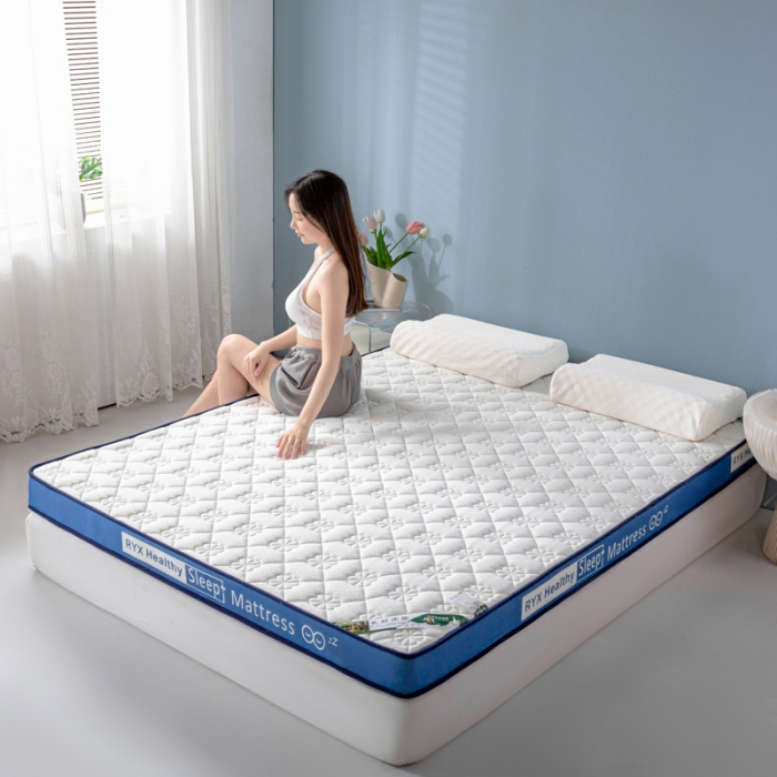 91家纺网 家纺一手货源 找家纺 缔莱  2023新款A类针织乳胶抗压记忆棉乳胶床垫-字母边款 花瓣白（蓝）