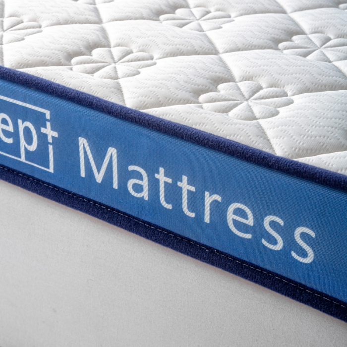 91家纺网 家纺一手货源 找家纺 缔莱  2023新款A类针织乳胶抗压记忆棉乳胶床垫-字母边款 花瓣白（蓝）