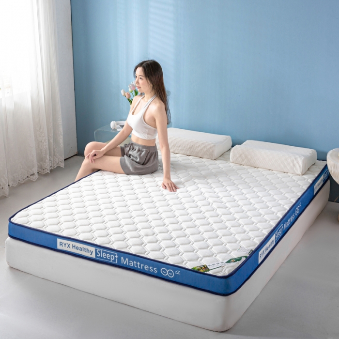 91家纺网 家纺一手货源 找家纺 缔莱  2023新款A类针织乳胶抗压记忆棉乳胶床垫-字母边款 菱形白（蓝）