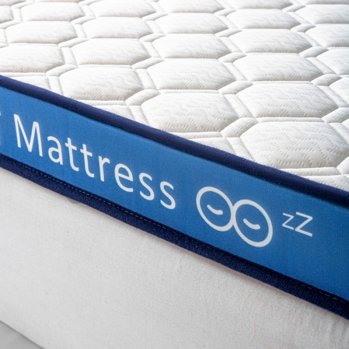 91家纺网 家纺一手货源 找家纺 缔莱  2023新款A类针织乳胶抗压记忆棉乳胶床垫-字母边款 菱形白（蓝）