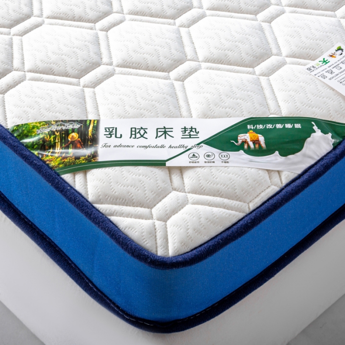 91家纺网 家纺一手货源 找家纺 缔莱  2023新款A类针织乳胶抗压记忆棉乳胶床垫-字母边款 菱形白（蓝）