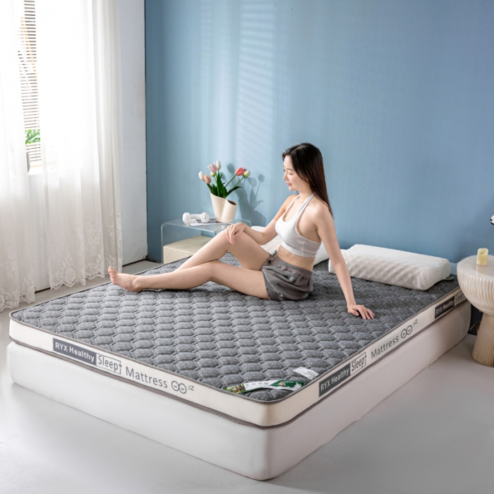 91家纺网 家纺一手货源 找家纺 缔莱  2023新款A类针织乳胶抗压记忆棉乳胶床垫-字母边款 菱形灰（白）