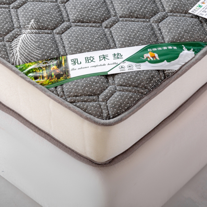 91家纺网 家纺一手货源 找家纺 缔莱  2023新款A类针织乳胶抗压记忆棉乳胶床垫-字母边款 羽毛灰（白）