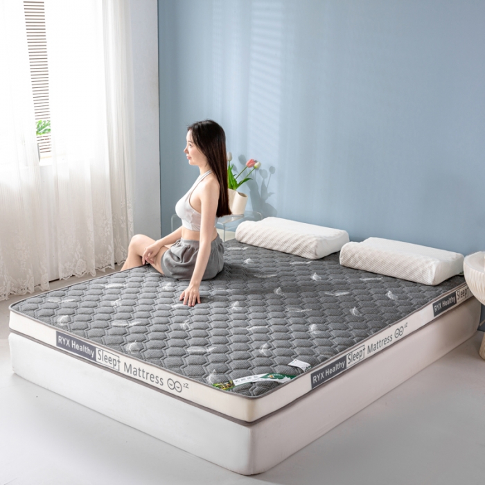 91家纺网 家纺一手货源 找家纺 缔莱  2023新款A类针织乳胶抗压记忆棉乳胶床垫-字母边款 羽毛灰（白）