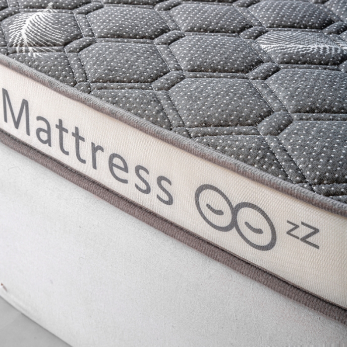 91家纺网 家纺一手货源 找家纺 缔莱  2023新款A类针织乳胶抗压记忆棉乳胶床垫-字母边款 羽毛灰（白）