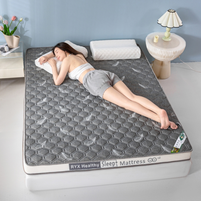 91家纺网 家纺一手货源 找家纺 缔莱  2023新款A类针织乳胶抗压记忆棉乳胶床垫-字母边款 羽毛灰（白）