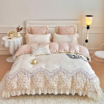 品家居 2025新款长绒棉四件套-艾米莉 艾米莉-雪粉色
