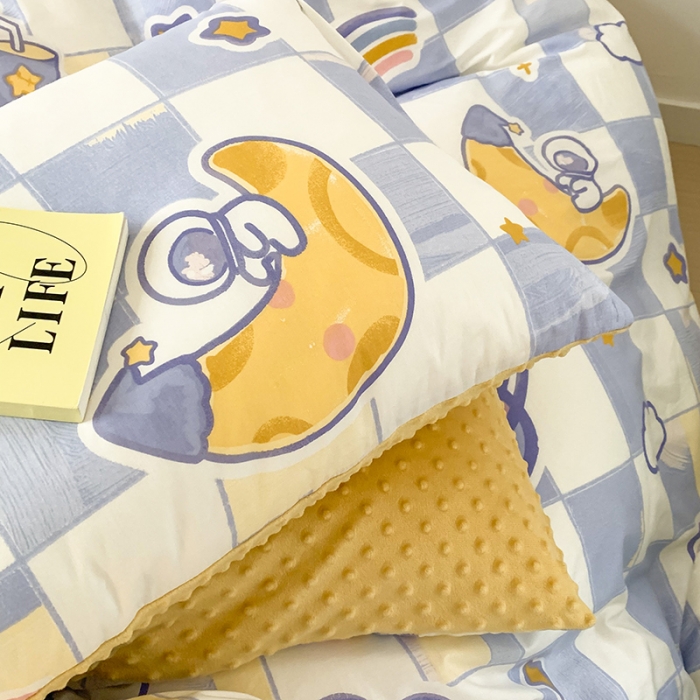 91家纺网 家纺一手货源 找家纺 金奇达 2023新款豆豆棉绒四件套 流浪星球