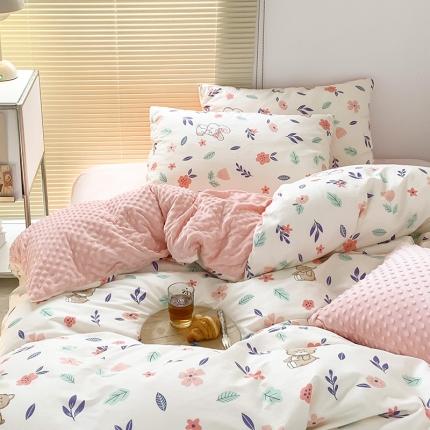 金奇达 2023新款豆豆棉绒四件套 花花熊