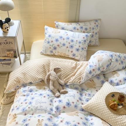 金奇达 2023新款豆豆棉绒四件套 花间小兔
