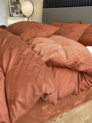 91家纺网 家纺一手货源 找家纺 金奇达 2023新款全棉华夫格绒四件套 焦糖【全棉华夫格加绒】