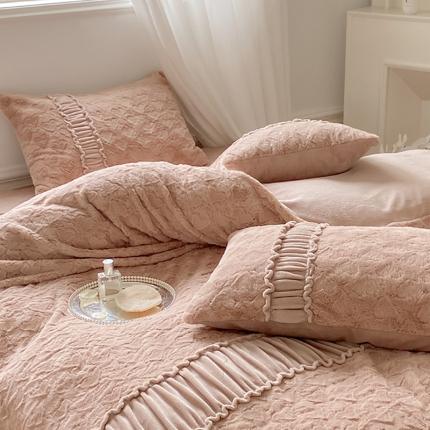 91家纺网 家纺一手货源 找家纺 金奇达 2024秋冬保暖加厚绒类【雪兔绒】四件套 雪兔浅咖