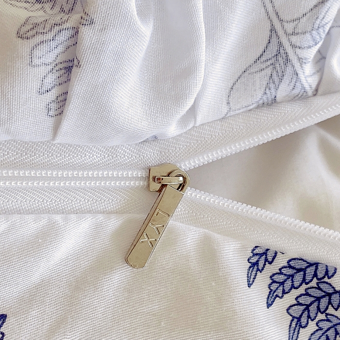 91家纺网 家纺一手货源 找家纺 罗艺轩 2024新款全棉蕾丝夹棉床裙巴黎春天系列四件套 蓝羽