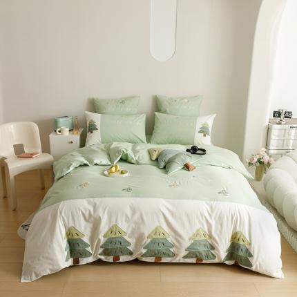 2023年全棉A类40s水洗棉贴布绣花四件套卡通儿童三件套小清新套件