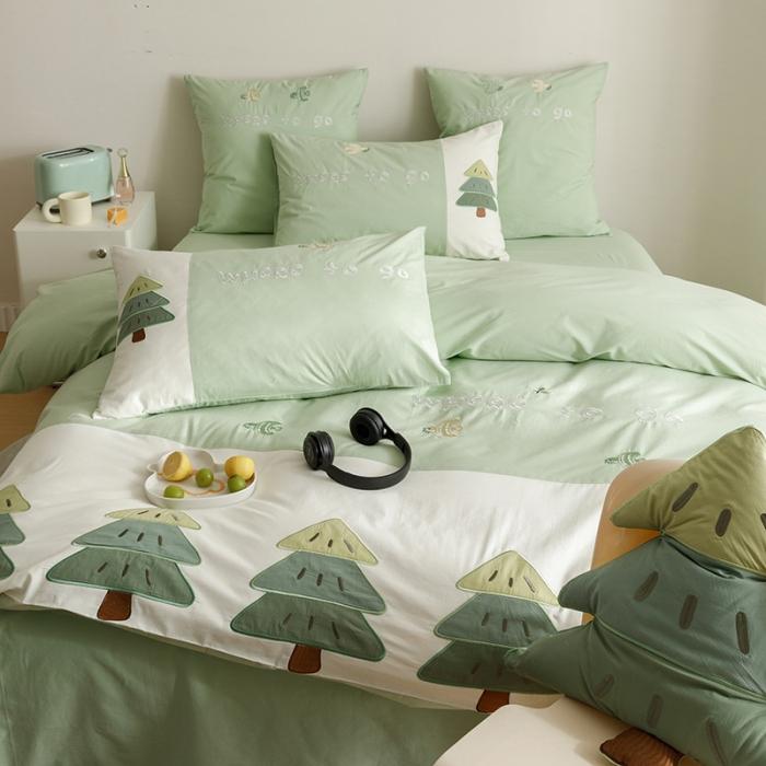 91家纺网 家纺一手货源 找家纺 2023年全棉A类40s水洗棉贴布绣花四件套卡通儿童三件套小清新套件