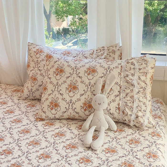 91家纺网 家纺一手货源 找家纺 （总）罗艺轩 2024新款全棉蕾丝夹棉床裙巴黎春天系列三件套