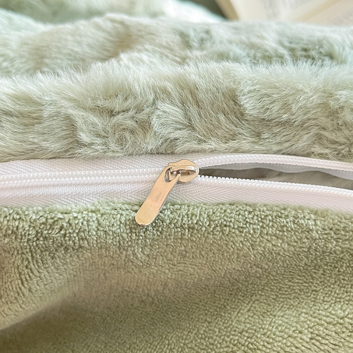 91家纺网 家纺一手货源 找家纺 澳梵 2023新款立体压花兔兔绒牛奶绒四件套 玫瑰-豆绿