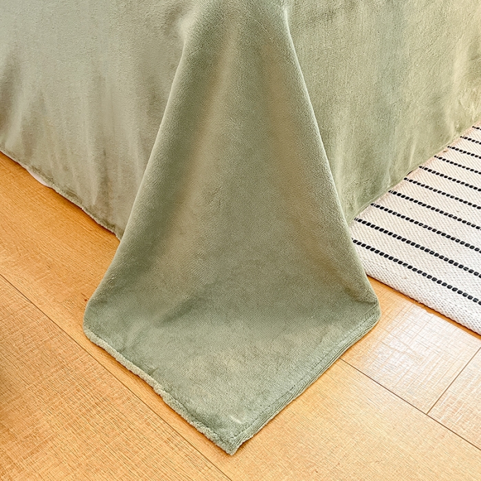 91家纺网 家纺一手货源 找家纺 澳梵 2023新款立体压花兔兔绒牛奶绒四件套 玫瑰-豆绿