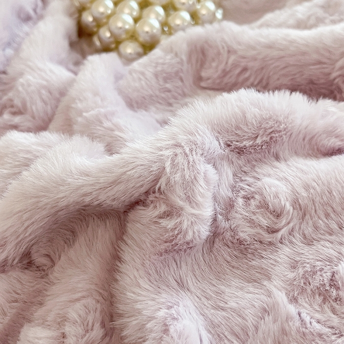 91家纺网 家纺一手货源 找家纺 澳梵 2023新款立体压花兔兔绒牛奶绒四件套 玫瑰-紫