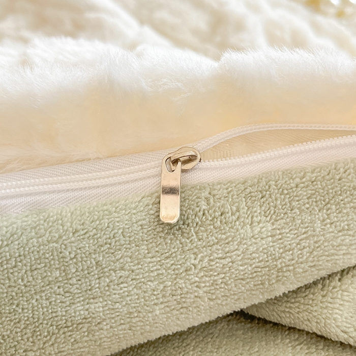 91家纺网 家纺一手货源 找家纺 澳梵 2023新款立体压花兔兔绒牛奶绒四件套 米拉-豆绿白